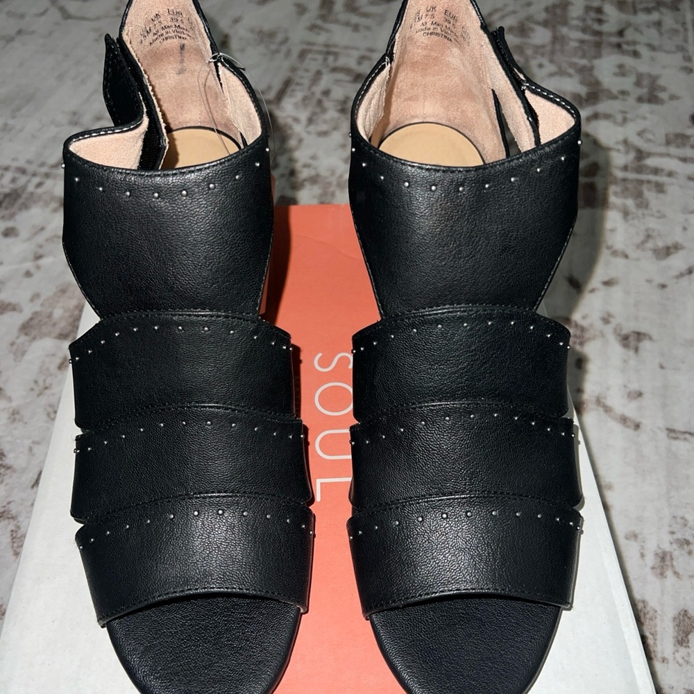 Soul Naturalizer Women's 9.5M CHRISTINA Black High Heel Sandals Shoes